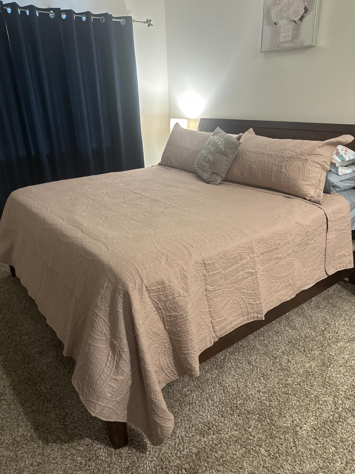Love's cabin King Size Quilt Set Blue Bedspreads - Soft Bed Summer Lightweight Bedspread Comforter - Modern Style Coin Pattern Coverlet for All Season - 3 Pieces (1 Quilt, 2 Pillow Shams) customer photo 2
