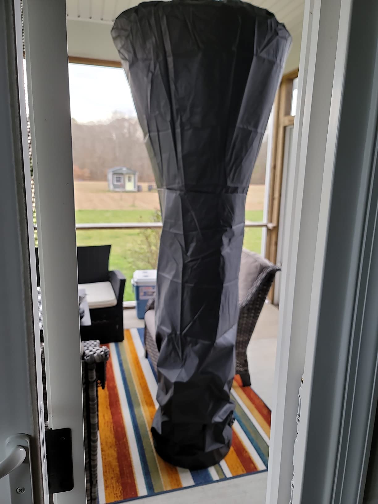 ANSTROUT 420D Patio Heater Cover, Waterproof with Zipper, Outdoor Propane Heater Cover for Any Season, Large Size: 89'H x 33'Dx19'B (Black) customer photo 1