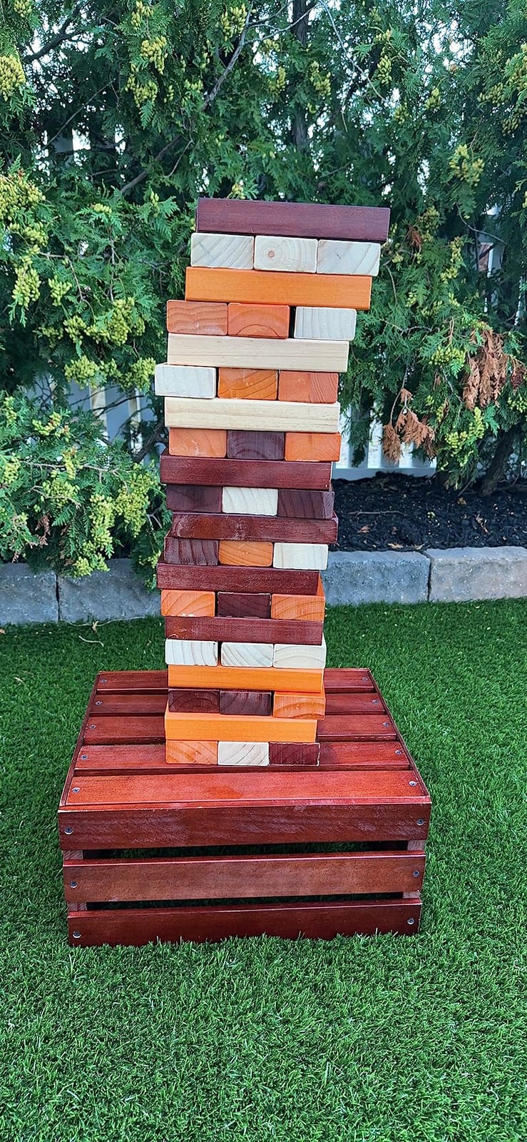 Swooc Games - Reclaimed Giant Tower Game (Weather Resistant) 60 Blocks + Storage Crate/Outdoor Game Table | Stacks up to 5ft | Giant Outdoor Games for Adults | Large Yard Games | Jumbo Lawn Games customer photo 1