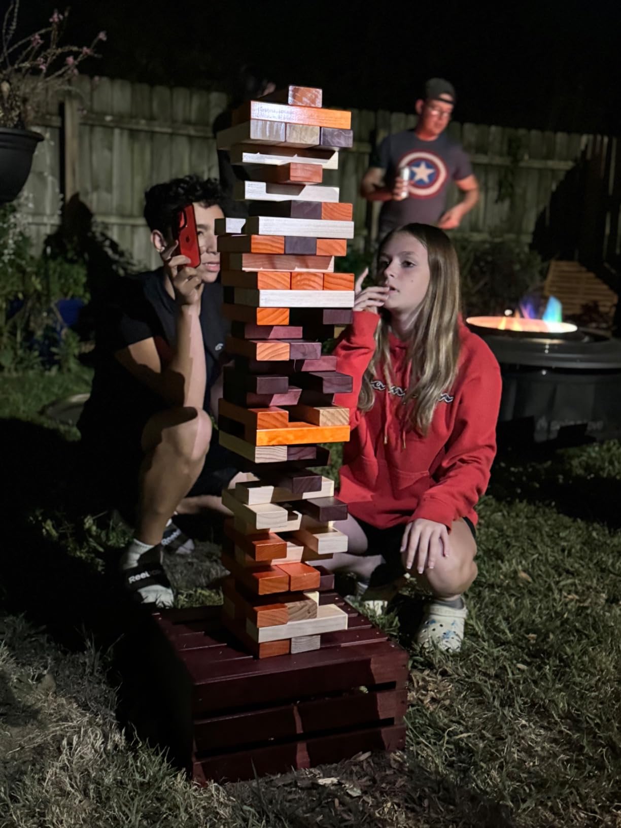 Swooc Games - Reclaimed Giant Tower Game (Weather Resistant) 60 Blocks + Storage Crate/Outdoor Game Table | Stacks up to 5ft | Giant Outdoor Games for Adults | Large Yard Games | Jumbo Lawn Games customer photo 2