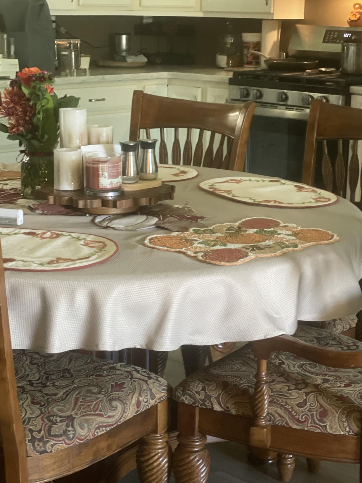 Textured Square Tablecloth-Fabric Spillproof Table Cloths-Natural 54x54