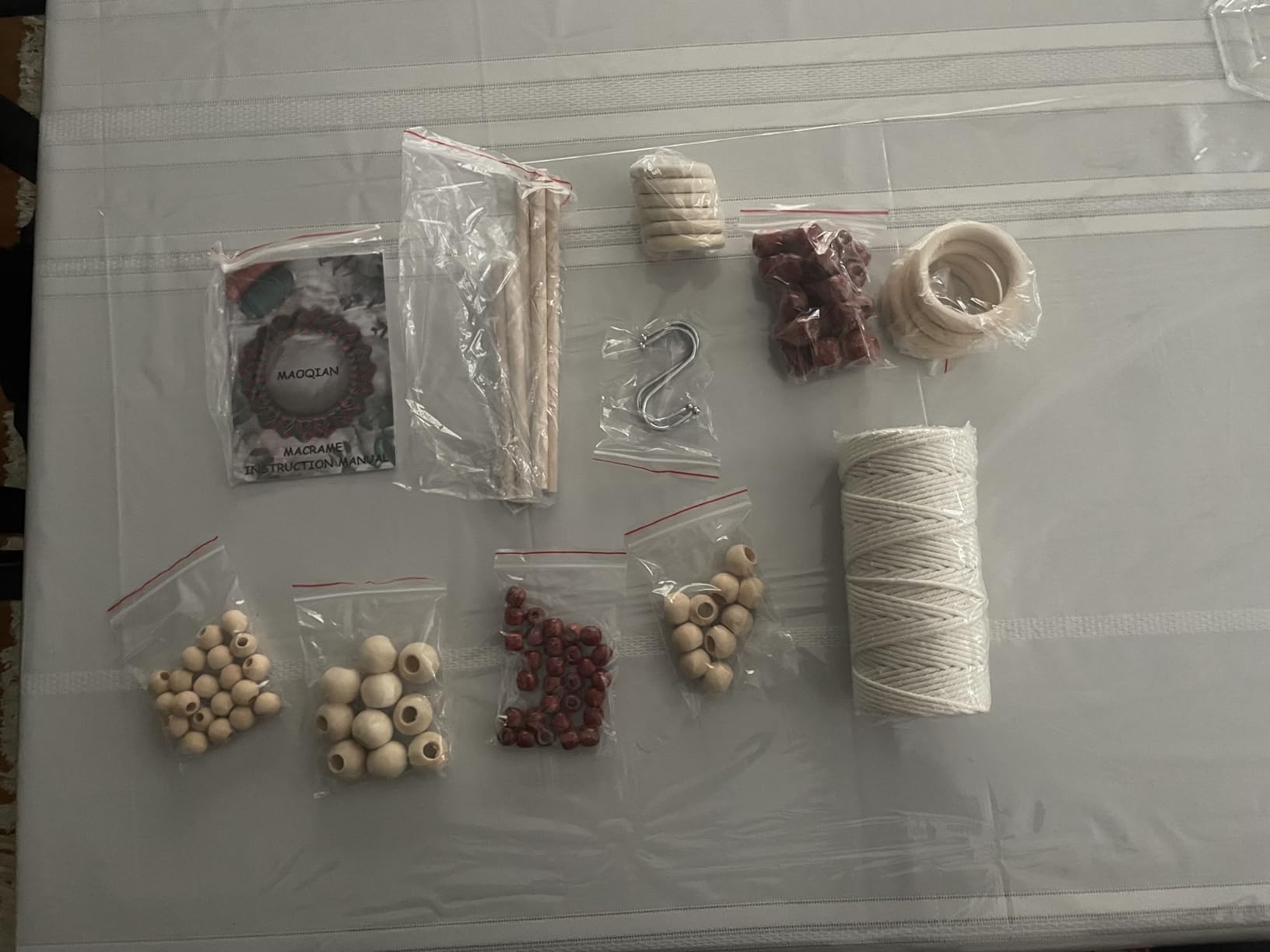 120pcs Macrame Kits for Beginners 3mm x 109yards Natural Cotton Macrame Cord with Wooden Beads & Rings,Wooden Sticks,Metal Rings Macrame Supplies Best for Macrame Plant Hanger customer photo 2