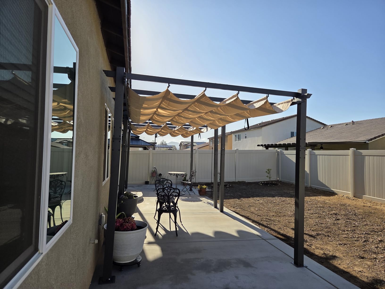 PURPLE LEAF Outdoor Retractable Pergola 10' X 12' Canopy Aluminum, Beige customer photo 1
