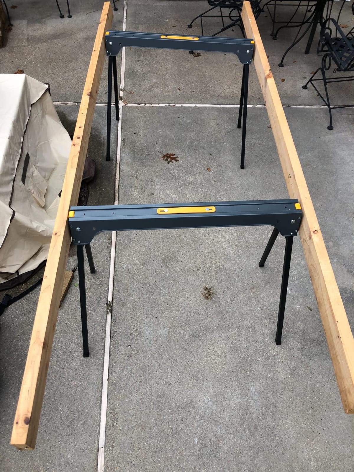 WORKESS Saw Horses 2 Pack, Heavy Duty Folding Portable Saw Horses Table 2200 Lbs Load Capacity with 2x4 Support Legs, Fast Open Legs and Easy Grip Handle for Woodworking. customer photo 2