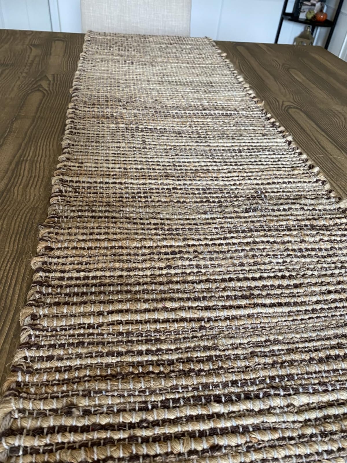 Chardin home Natural Jute Table Runner 13x72 Inch – Vintage Boho Rustic Table Decor – Handwoven Table Runner in Natural Jute and Grey – Farmhouse Dining or Console Table Accent customer photo 2