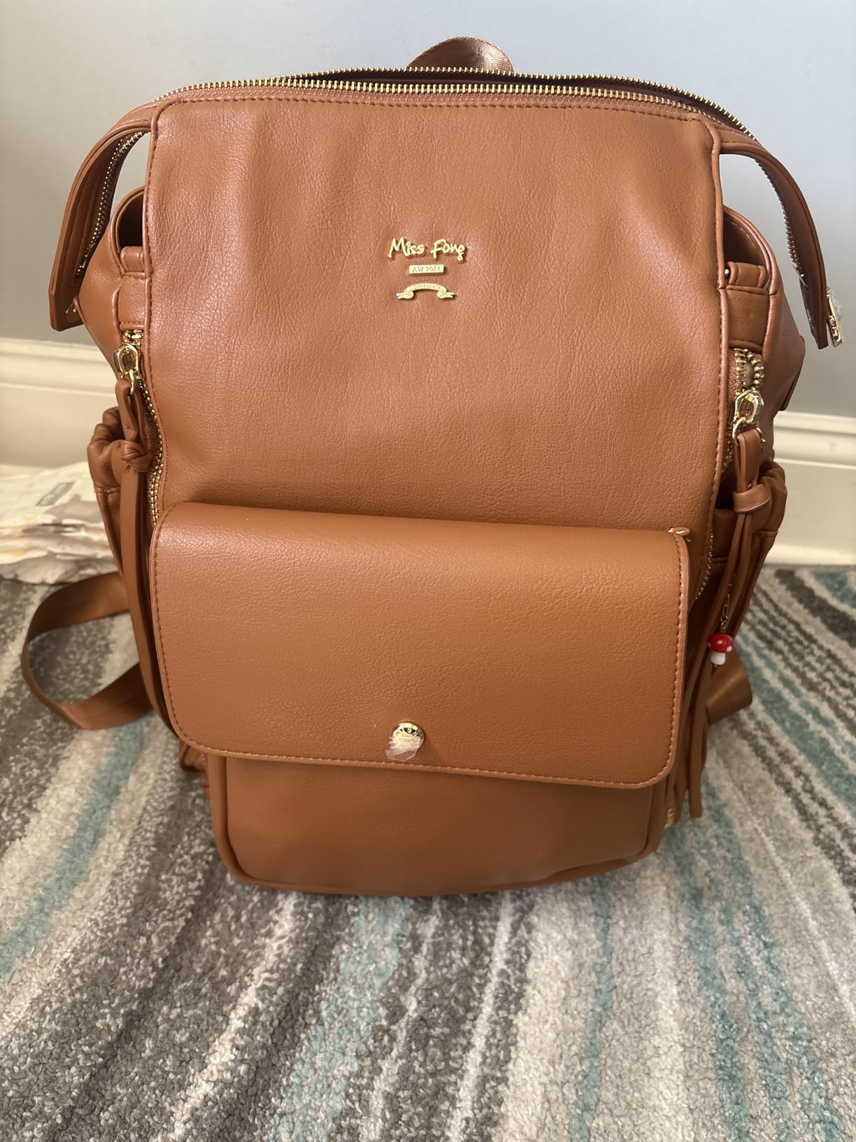miss fong Leather Diaper Backpack for Girls and Boys Diaper Backpack | 14 Pockets 2 Insulated Pockets Travel Diaper Bag with Diaper Changing Pad, Stroller Straps Convertible customer photo 2