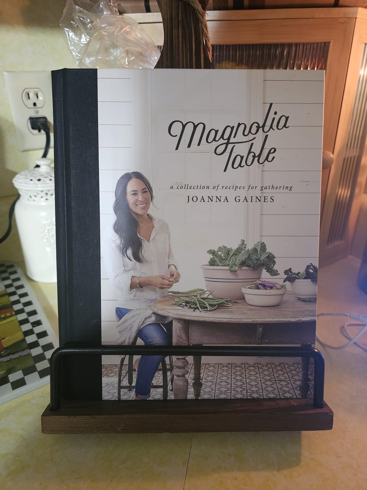 Cookbook Stand for Kitchen Counter Wood Adjustable Recipe Book Holder Stand iPad Rustic Holder Thanksgiving Day Christmas Gift for Mother, Grandma, Women customer photo 1