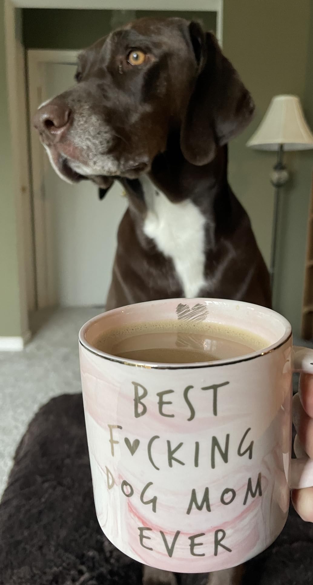 Dog Mom Gifts - Best Dog Mom Ever - Funny Birthday Gift For Dog Lovers Women - Gag Gifts for New Puppy Fur Baby Owners - Fur Mama Presents, Pitpull Pug - Cute Pink Marble Mug, 11.5oz Coffee Cup customer photo 1