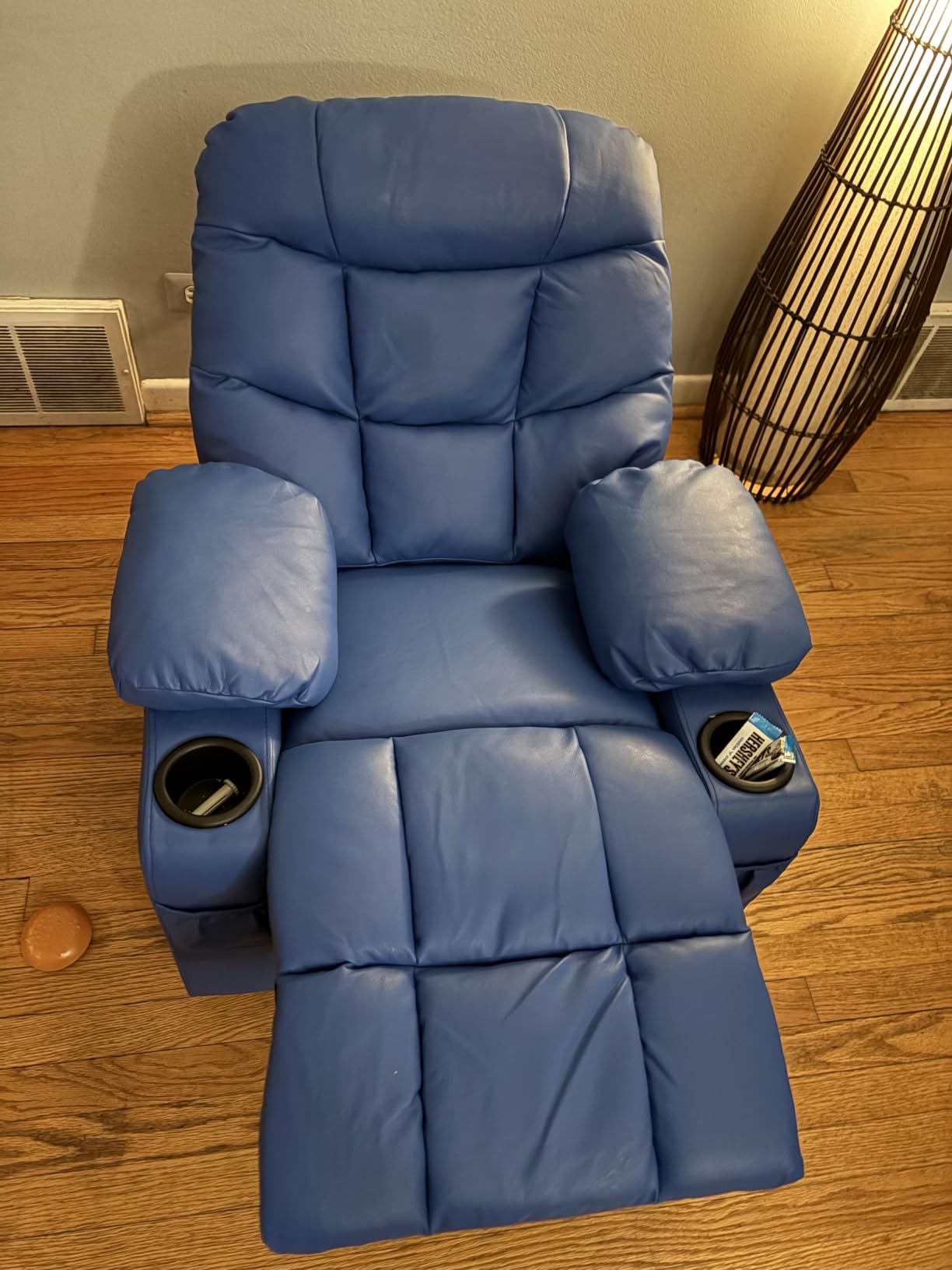 Costzon Kids Recliner Chair with Cup Holder, Adjustable Leather Lounge Chair w/Footrest & Side Pockets for Children Boys Girls Room, Ergonomic Toddler Furniture Sofa, Kids Recliner (Black) customer photo 2