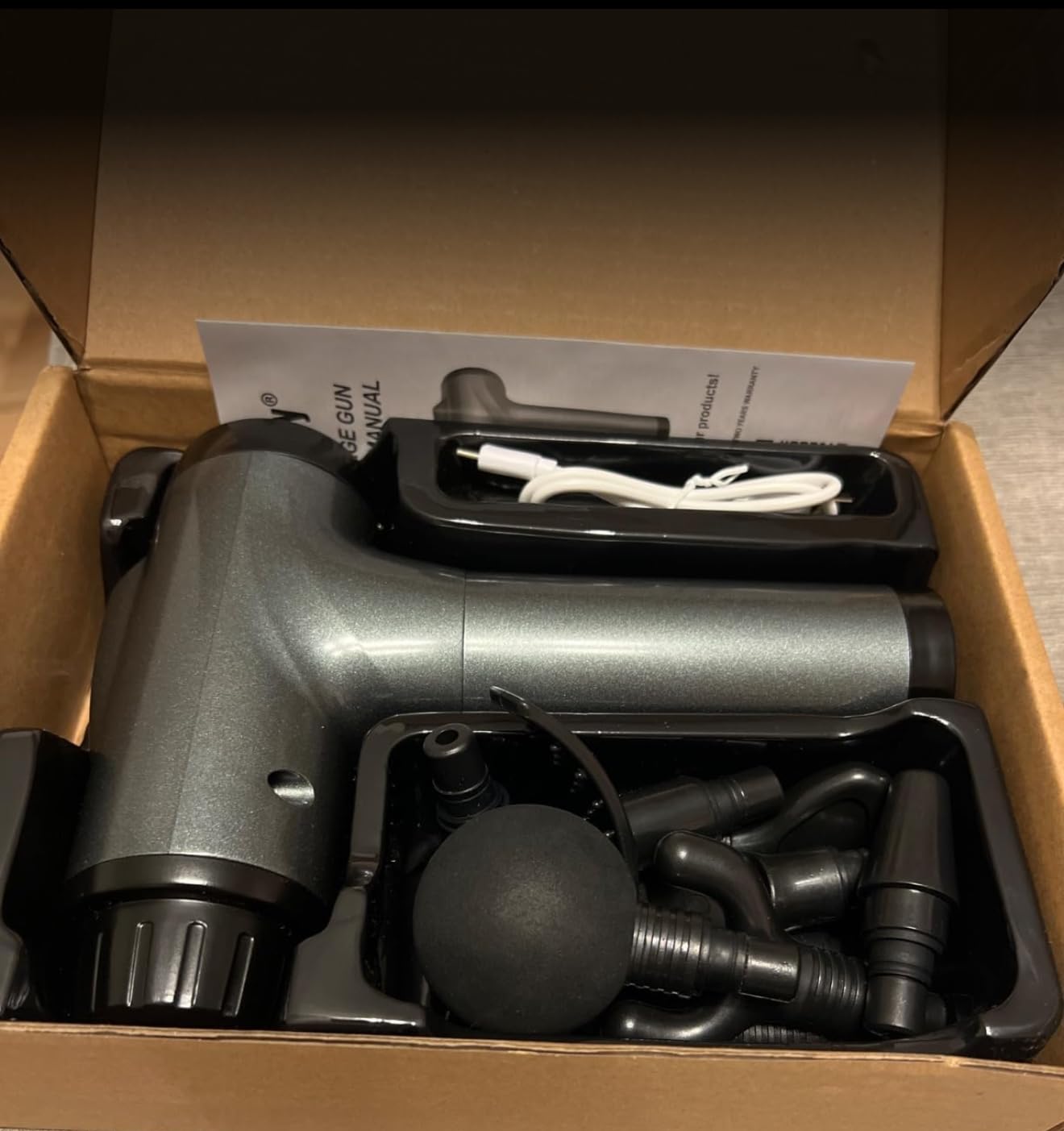 OLsky Massage Gun Deep Tissue 30 Speeds 9 Attachments Handheld (Grey) customer photo 2