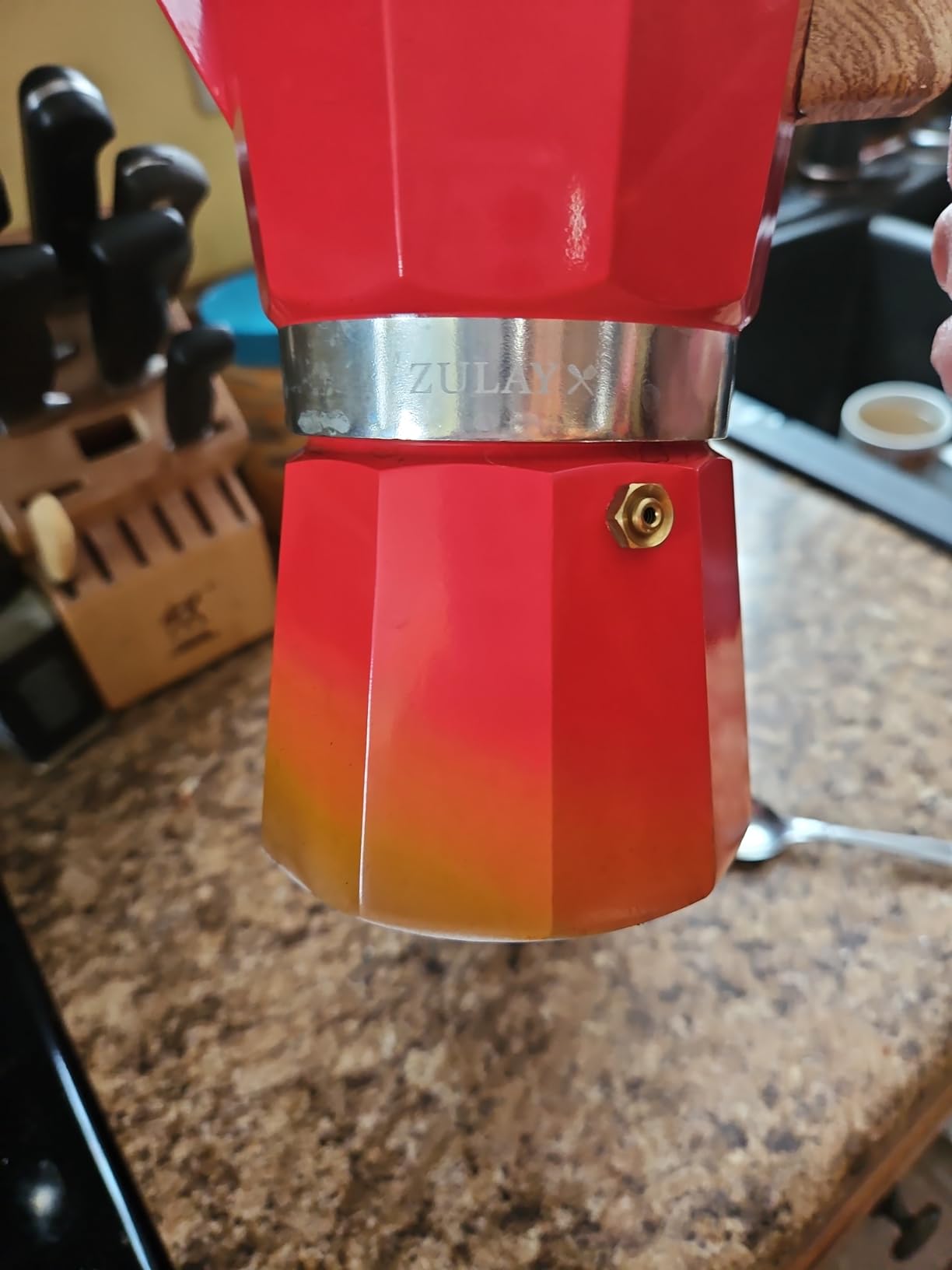 Zulay Classic Stovetop Espresso Maker for Great Flavored Strong Espresso, Classic Italian Style 3 Espresso Cup Moka Pot, Makes Delicious Coffee, Easy to Operate & Quick Cleanup Pot (Red/Black) customer photo 1