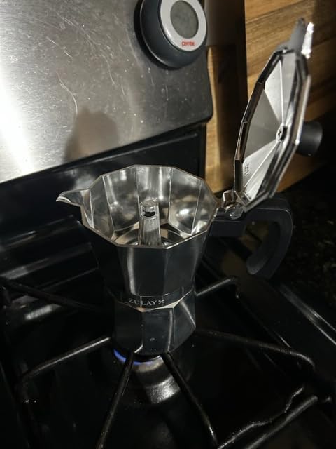 Zulay Classic Stovetop Espresso Maker for Great Flavored Strong Espresso, Classic Italian Style 3 Espresso Cup Moka Pot, Makes Delicious Coffee, Easy to Operate & Quick Cleanup Pot (Red/Black) customer photo 2