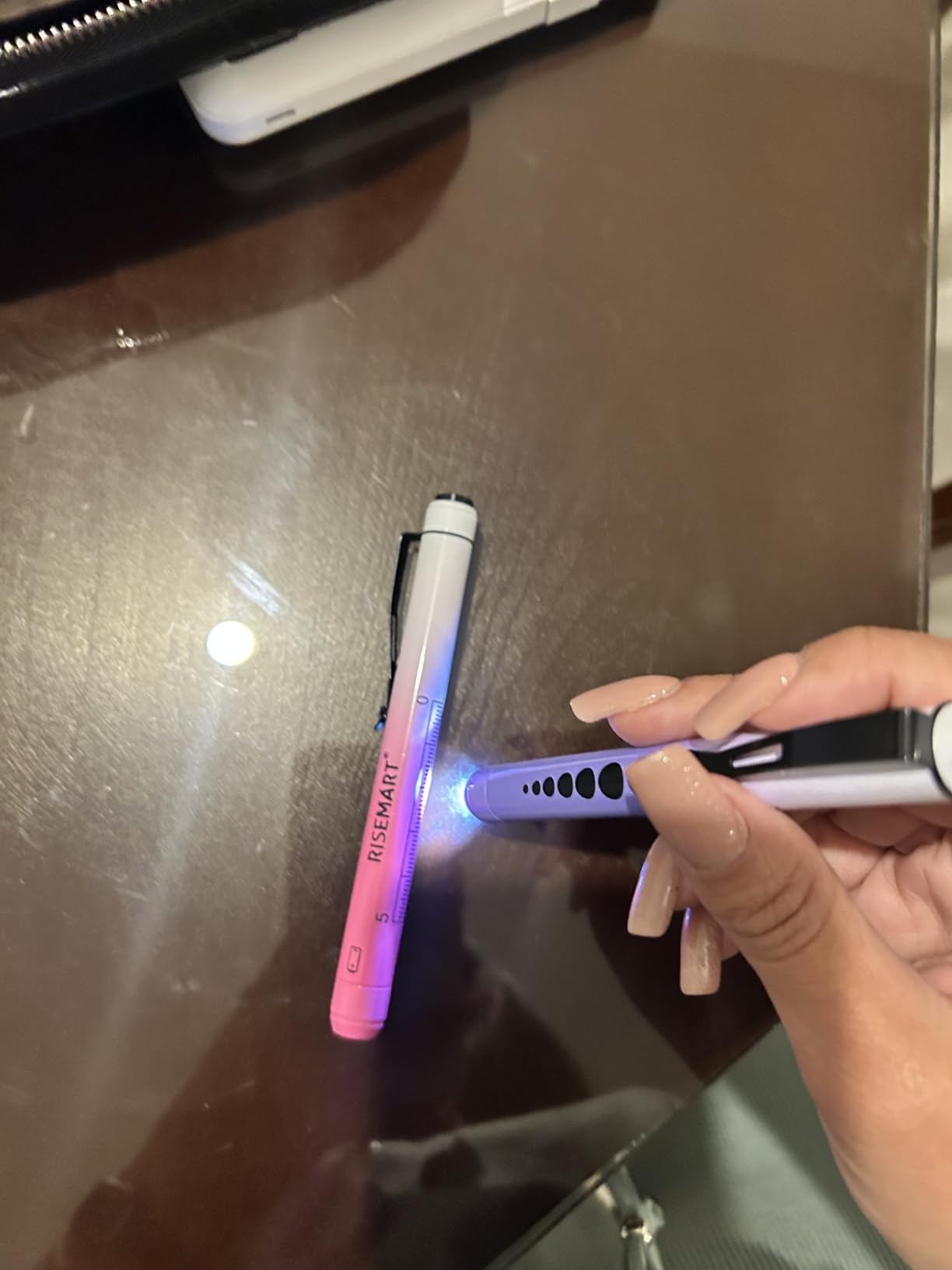 RISEMART Pen Lights for Nurses, 2 Pack Reusable Medical Light with Pupil Gauge and Ruler, White Light LED Penlight for Student Doctors EMT (Black/White) customer photo 1