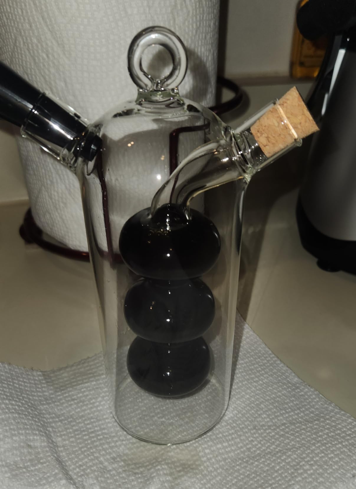 Olive Oil and Vinegar Dispenser Cruet Bottles, 2 in 1 Transparent Dual Glass for Kitchen Cooking Container customer photo 2