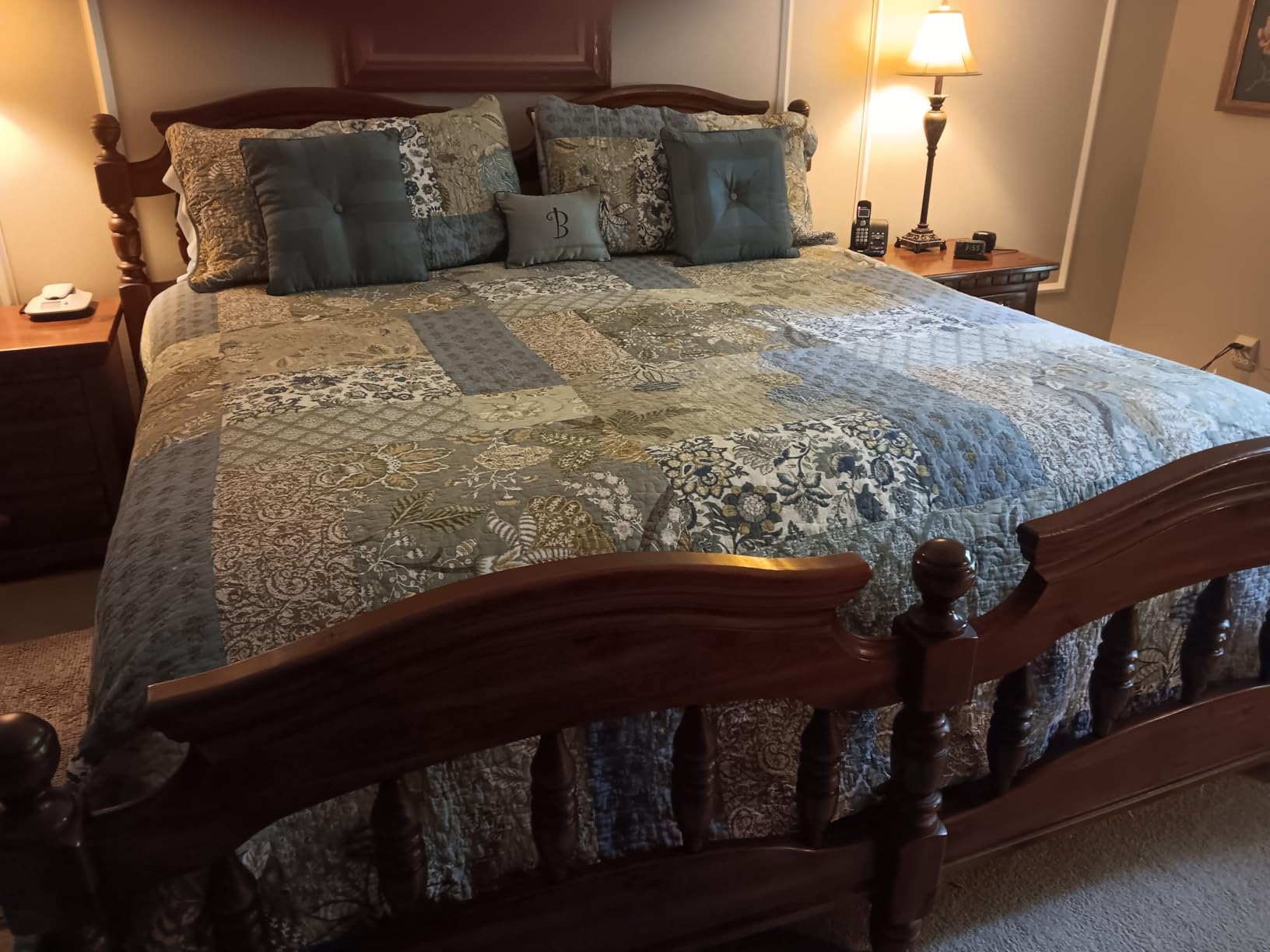 Secgo Queen Comforter Set for Bed - 100% Cotton Quilts Queen Size, Green, Sage Bedspreads (90 * 98 Inch) with 2 Pillow Shams, Patchwork Reversible Lightweight Bedding customer photo 1