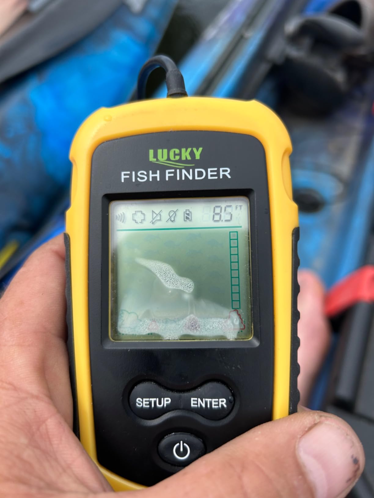 LUCKY Kayak Portable Fish Depth Finder Water Handheld Fish Finder Sonar Castable Kayak Boat Fishfinder Transducer Fishing LCD Display FFC1108 customer photo 1