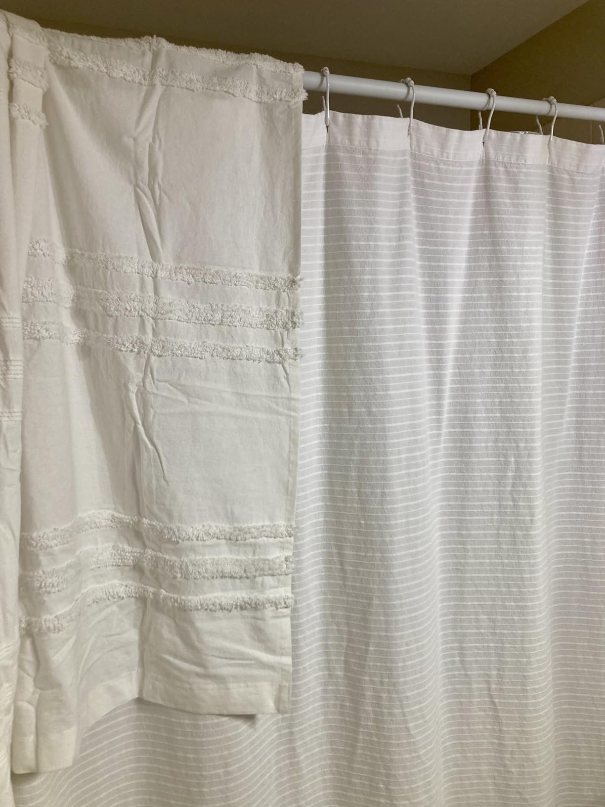 DKNY Chenille Stripe Shower Curtain for Bathroom - 100% Cotton - 72