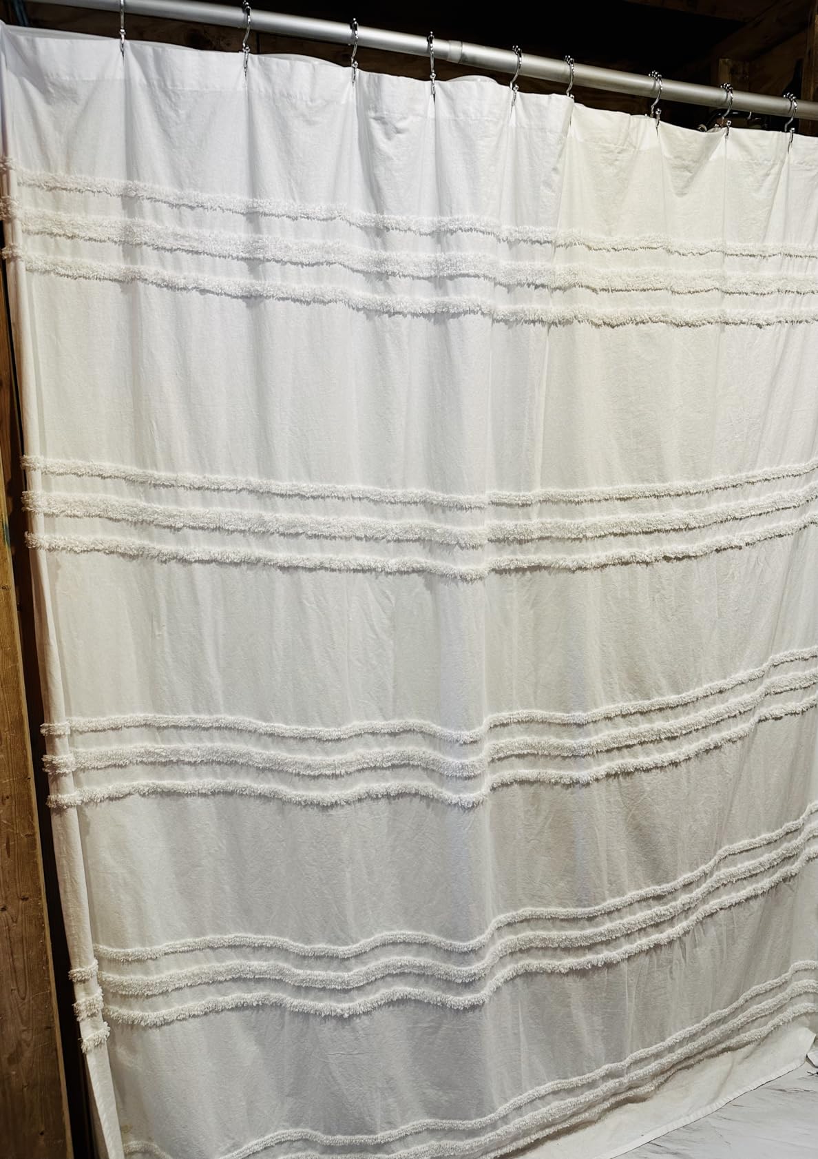 DKNY Chenille Stripe Shower Curtain for Bathroom - 100% Cotton - 72