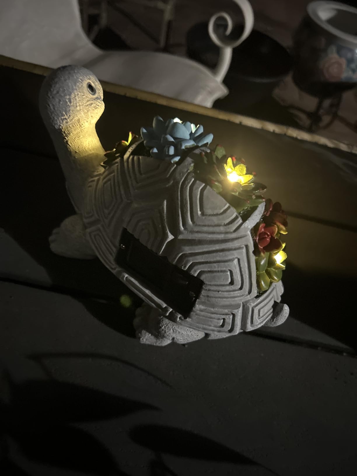 Nacome Solar Turtle Garden Statue - Succulent & 7 LED Lights, Outdoor Decor customer photo 2