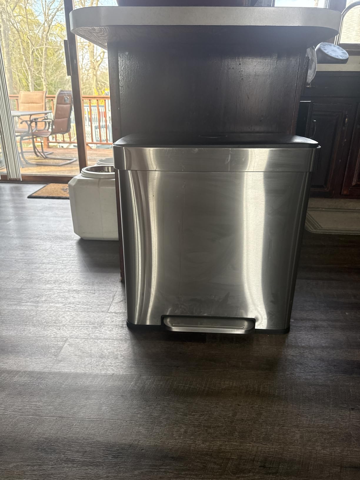Amazon Basics Dual Compartment Recycling Trash Can with Soft-Close Lid, Fingerprint Resistant, Removable Liner Buckets, 60 Liters, Rectangular, Grey, Silver customer photo 1