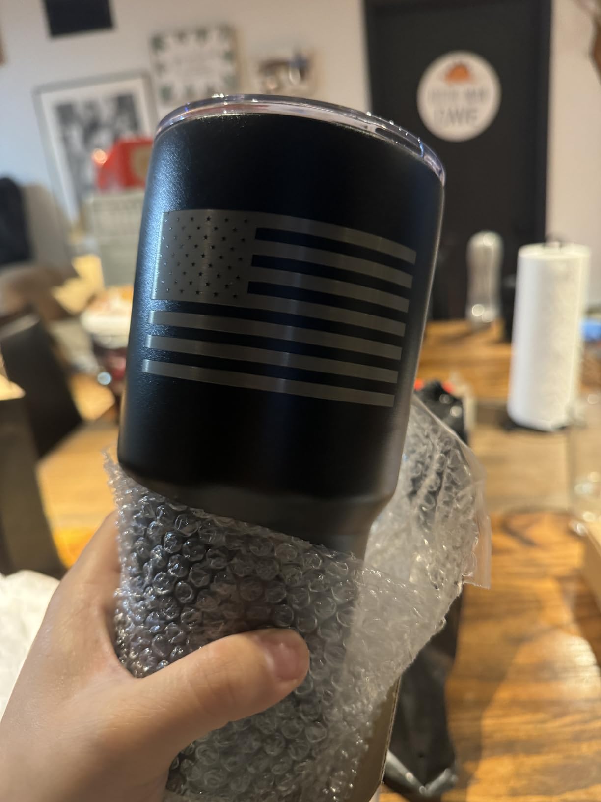 We The People Holsters - Firefighter Shield - Coffee Tumbler - American Flag Coffee Travel Mug - Engraved Tumbler - Double Insulated Tumbler - 30 oz customer photo 1