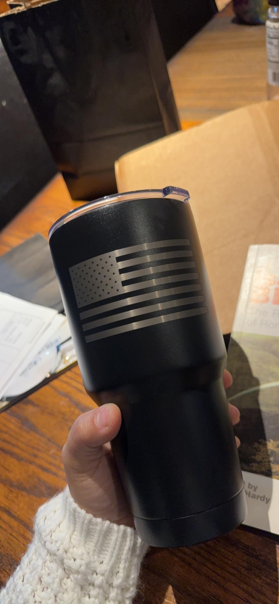 We The People Holsters - Firefighter Shield - Coffee Tumbler - American Flag Coffee Travel Mug - Engraved Tumbler - Double Insulated Tumbler - 30 oz customer photo 2