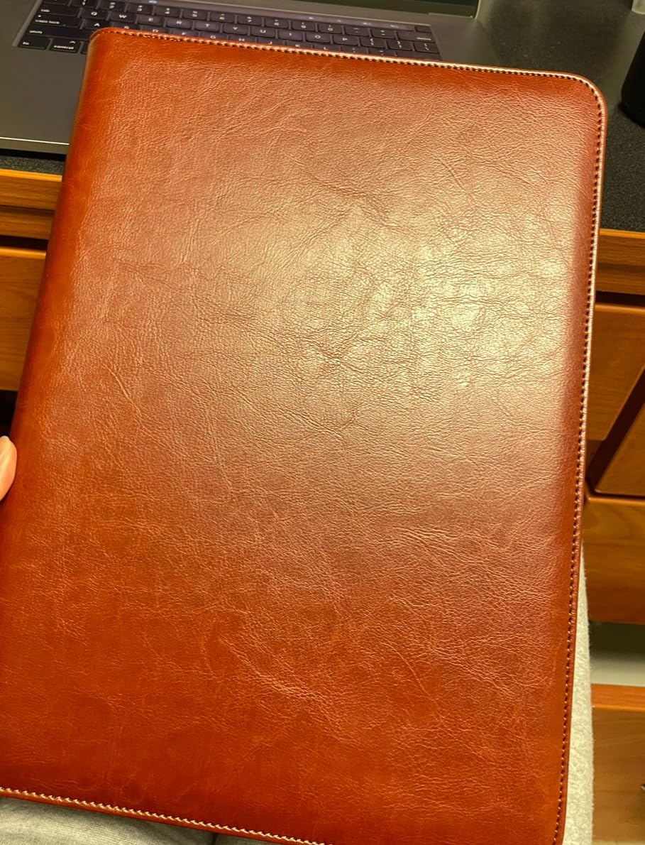 WRIYES Zippered Padfolio Organizer, 10.2 Inch Portfolio Folder, Brown customer photo 2