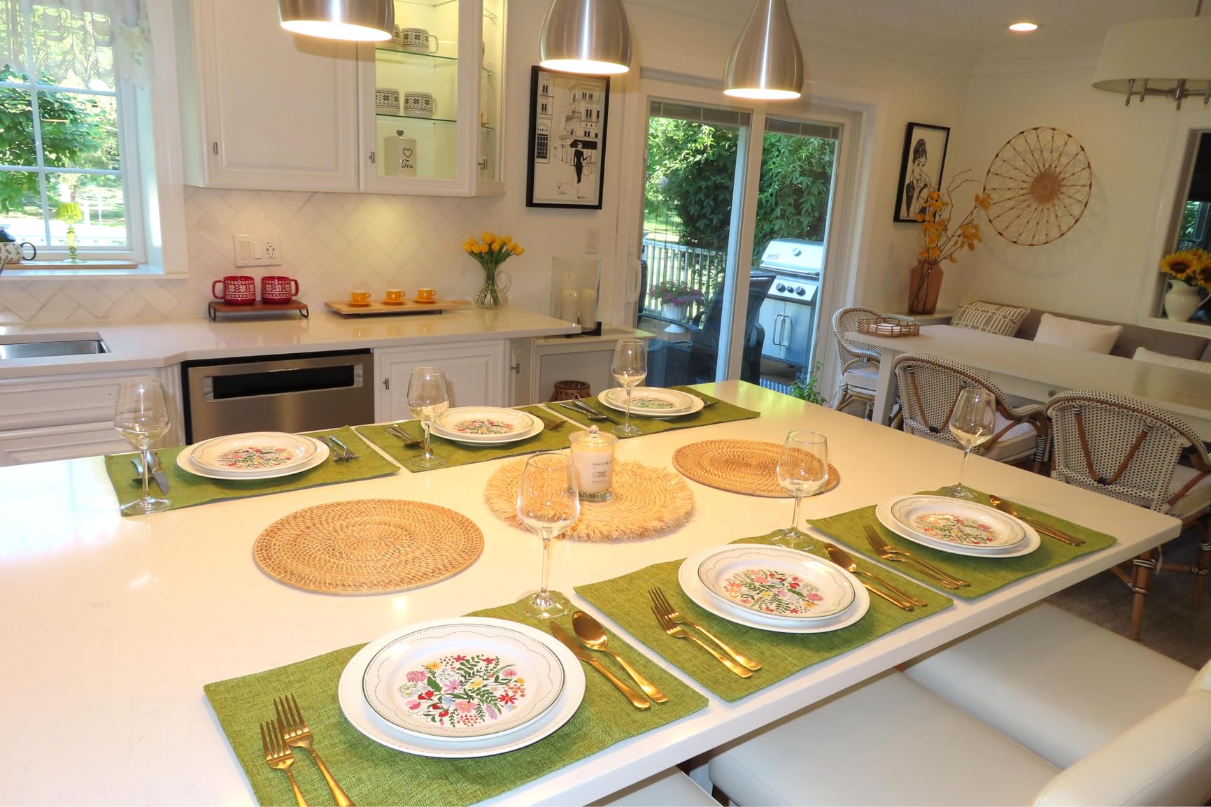 homing Faux Cotton Linen Placemats Set of 6, Cloth Dining Table Mats customer photo 1