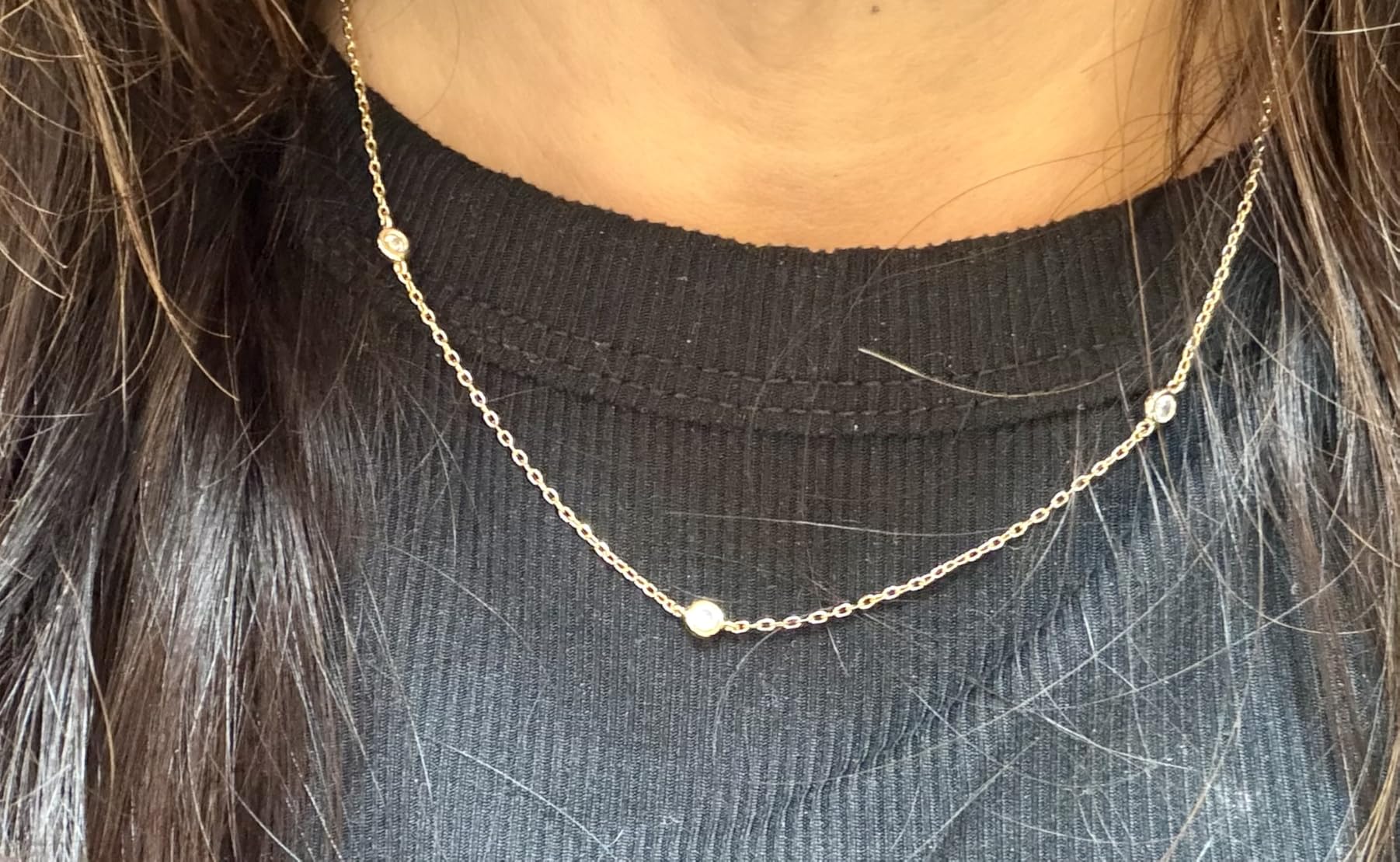 PAVOI Layering Necklace for Women, 14K Gold Plated Station CZ Chain customer photo 2