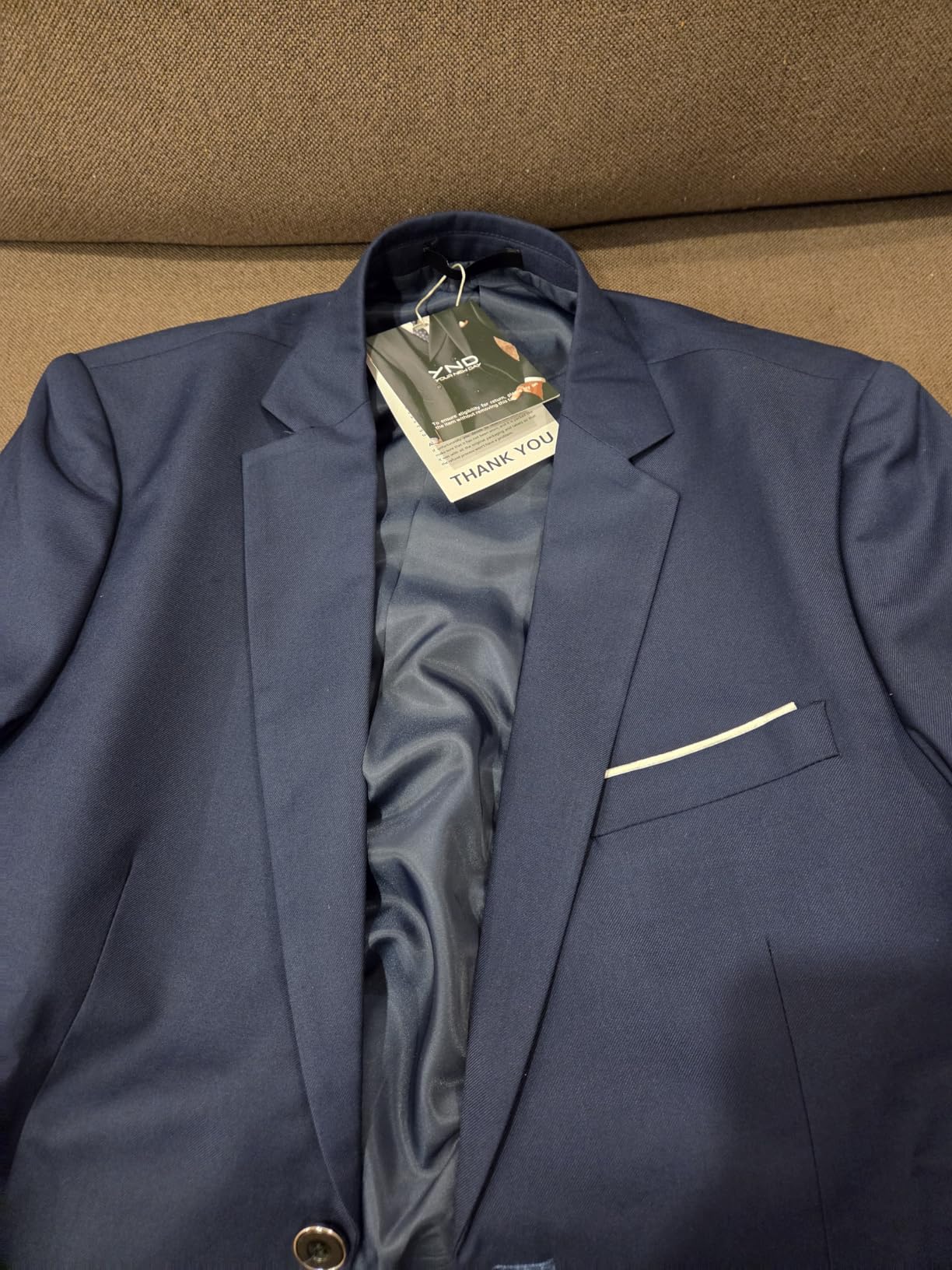 YND Men's 2 Piece Suit with Tie, Slim Fit Solid Color Jacket and Pants Set customer photo 2