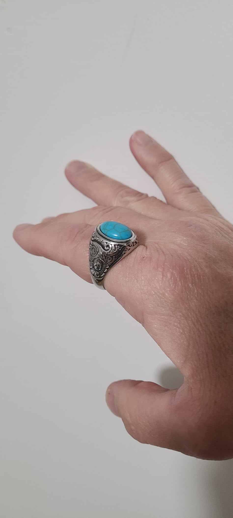 MYNENEY Retro Vintage Stone Rings for Men Turquoise Rings Stainless Steel customer photo 1