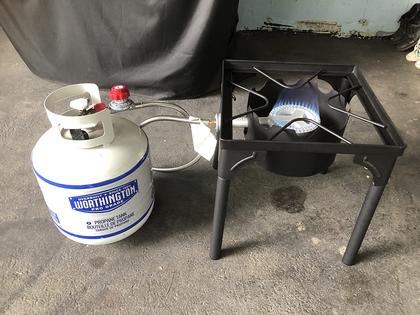 GasOne Propane Single Burner Camp Stove with High Temp Paint & Red QCC Steel Braided Regulator with Height Adjustable Leg customer photo 1