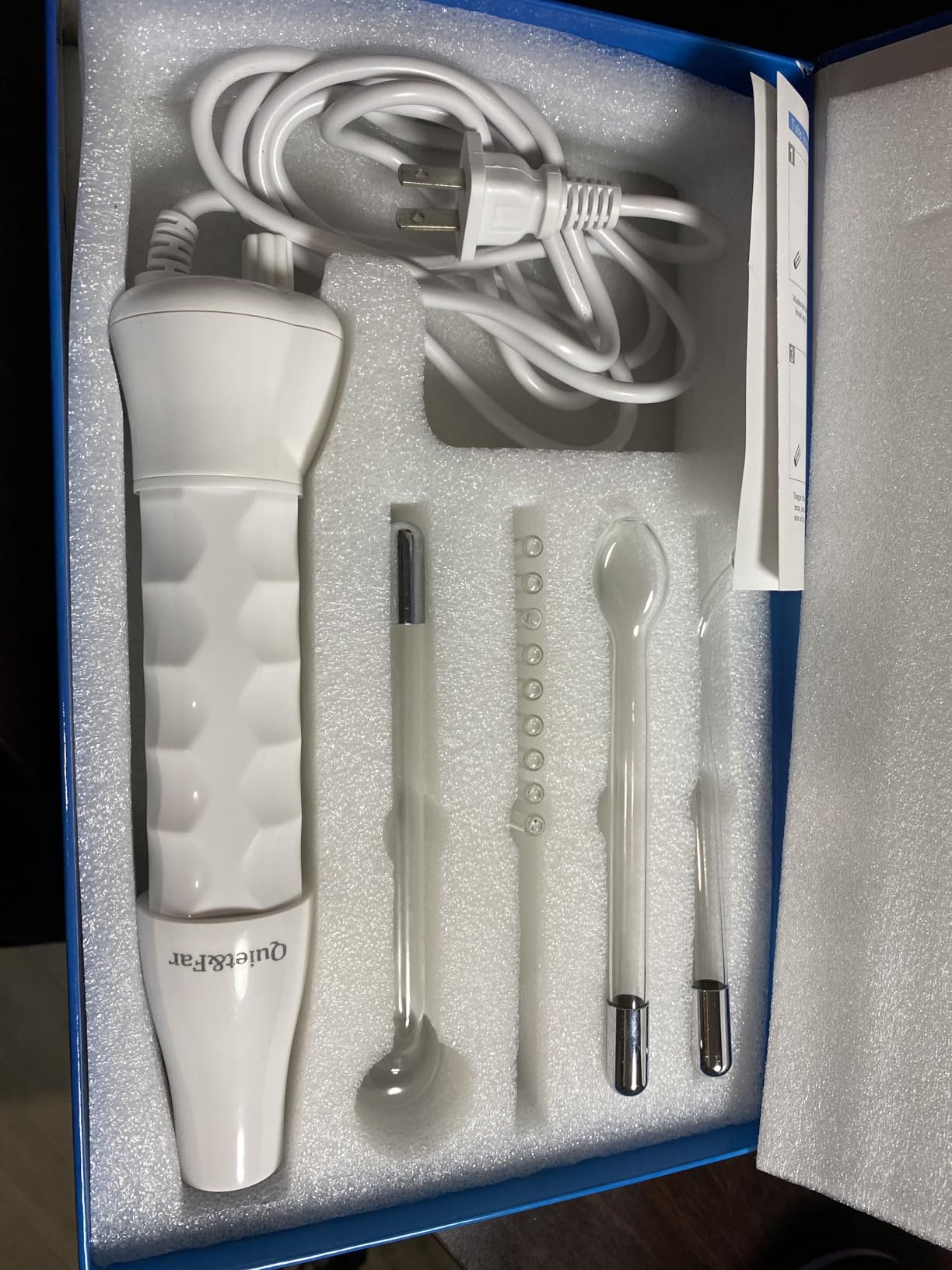 Quiet&Far High Frequency Facial Machine Skin Care Tool for Wrinkles Reducing Skin Tightening High Frequency Facial Wand with 4 Tubes customer photo 1