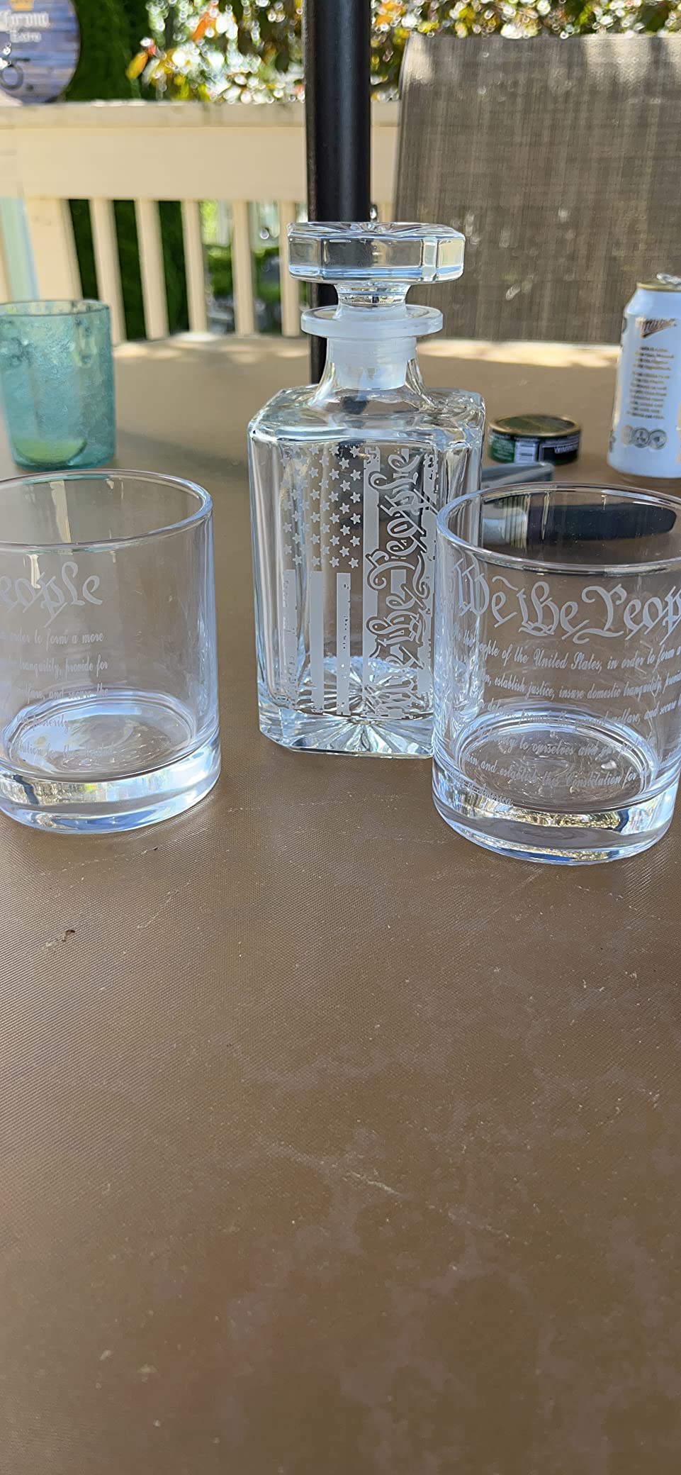 Whiskey Decanter Engraved We The People American Flag Decanter Set with 2 Glasses for Liquor Scotch Bourbon or Wine, Father's Day Patriotic Gift customer photo 2