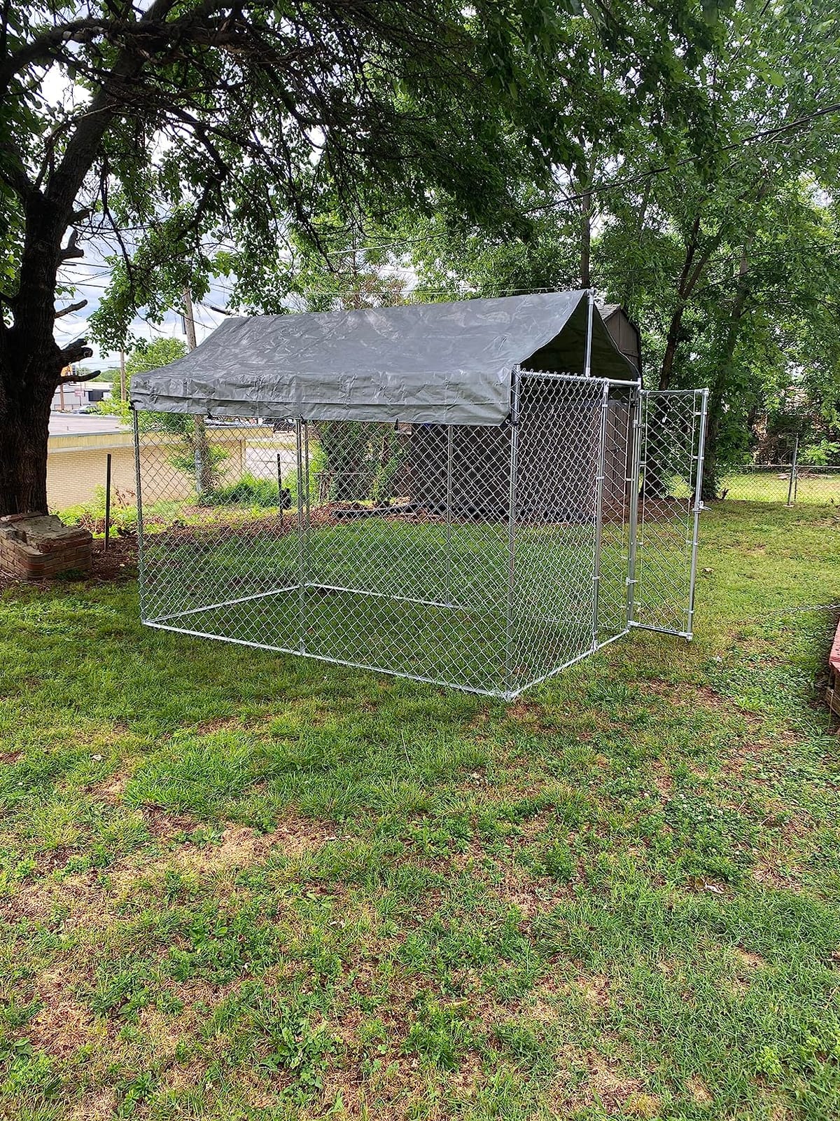 HITTITE Extra Large Outdoor Dog Kennel, Anti-Rust Dog Kennel Outside with Roof, Galvanized Chain Link Dog Runs for Outside with Waterproof UV-Resistant Cover and Secure Lock customer photo 2