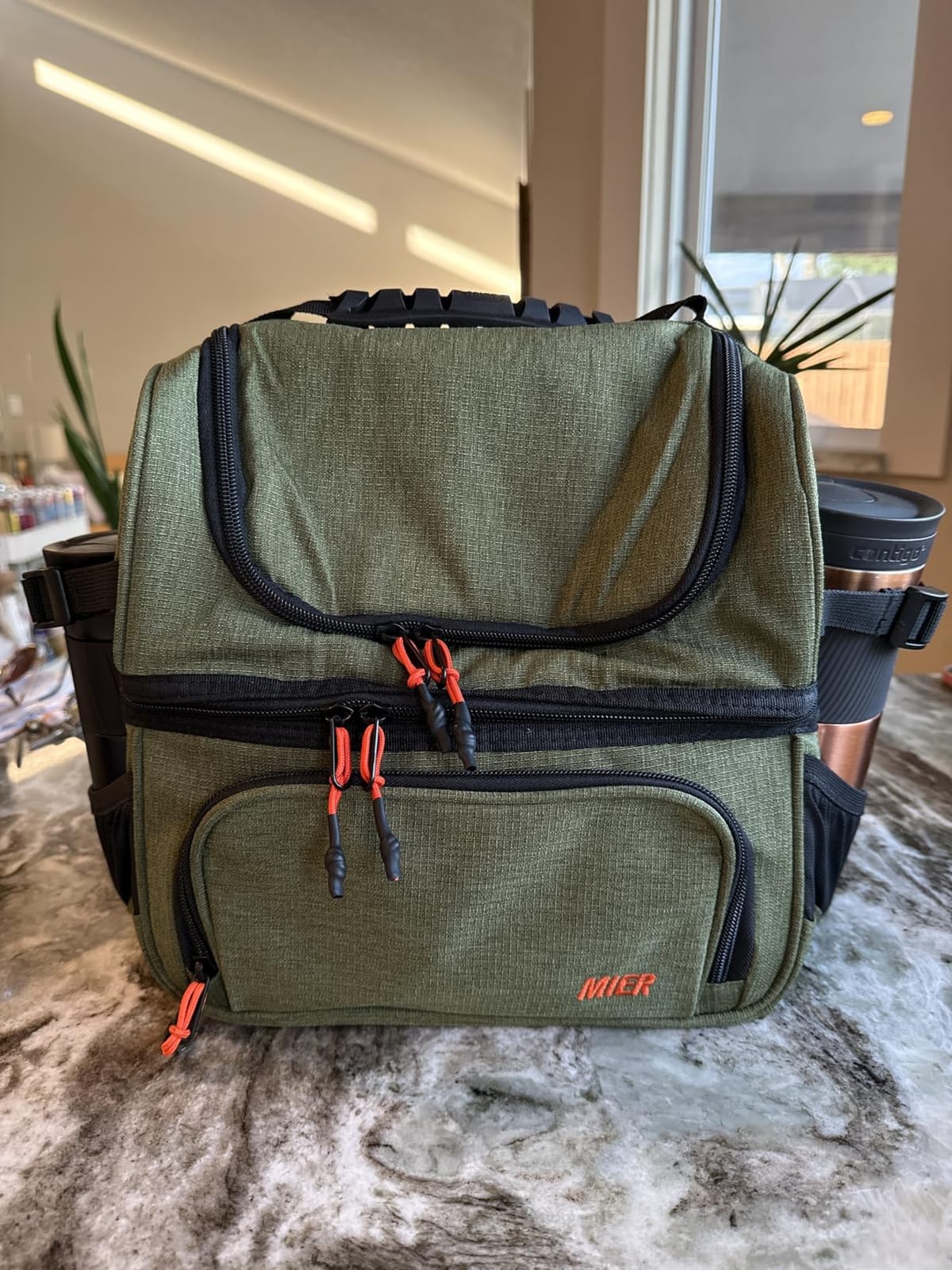 MIER Lunch Box for Men Dual Compartment Adult Lunch Bag for Work Army Green customer photo 1