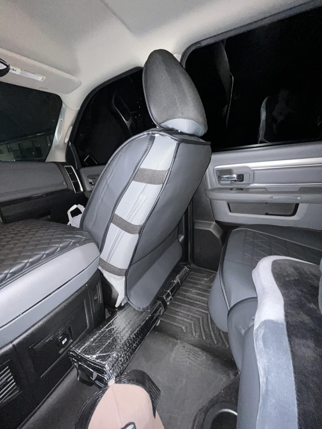 Coverado Ram Seat Covers Full Set, Waterproof Ram 1500 Seat Cover Compatible with 2002-2026 Dodge RAM 1500 2500 3500 Crew Quad Cab with Curved Bench, Black customer photo 1