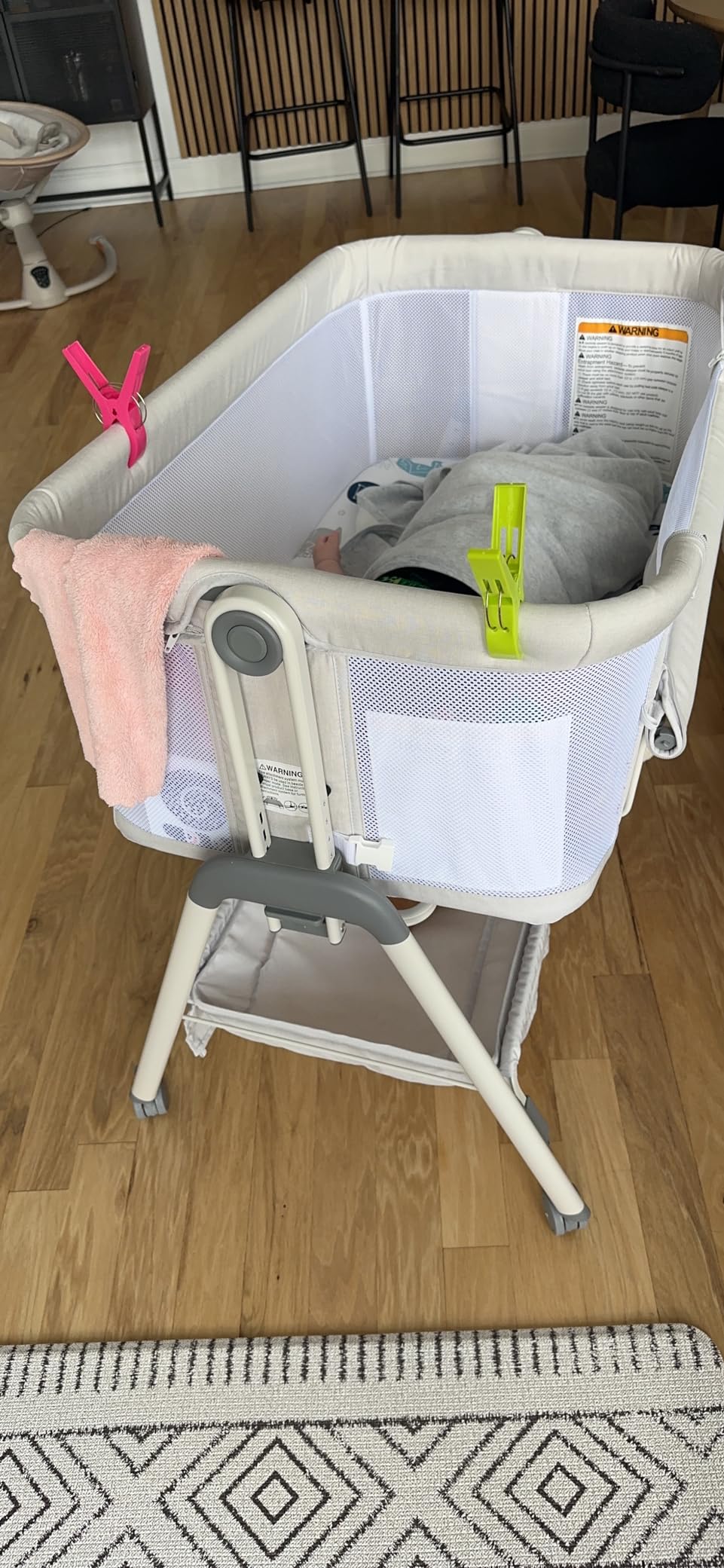 ANGELBLISS Baby Bassinet Bedside Sleeper with Wheels, 6 Heights (Beige) customer photo 1