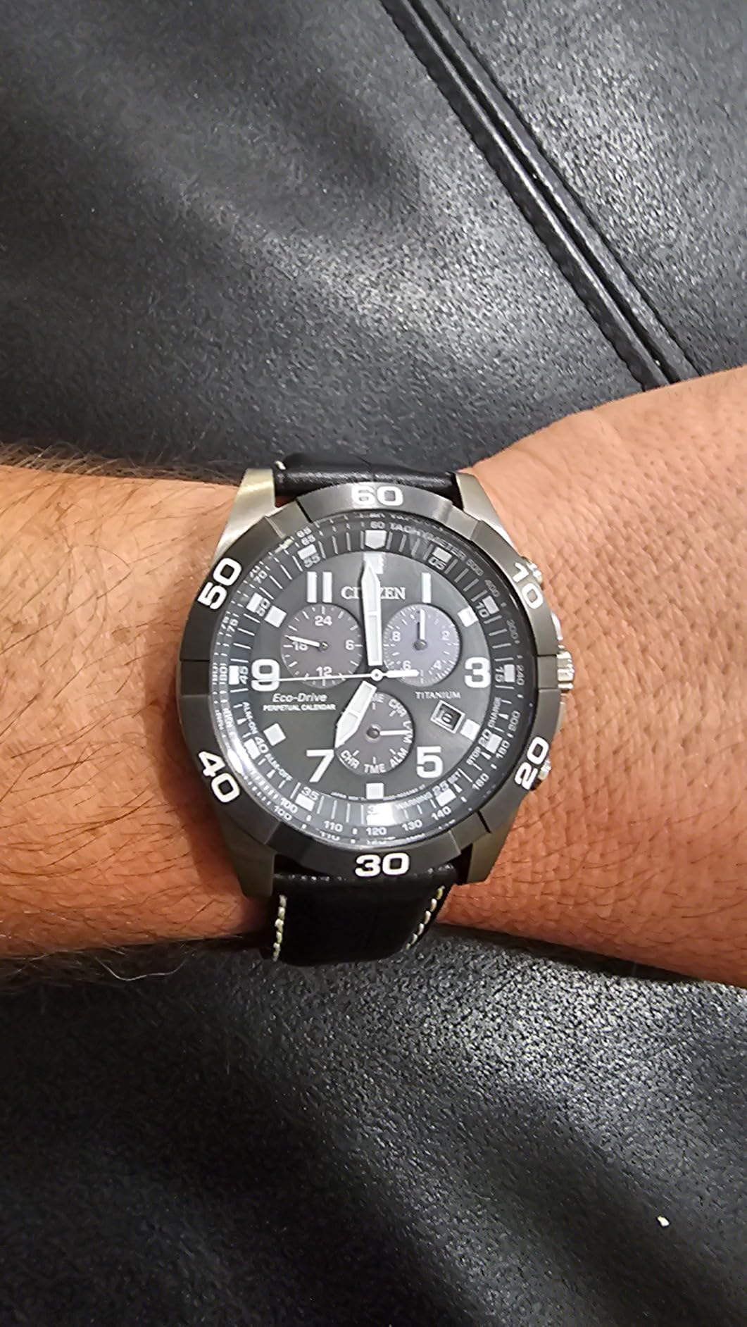 Citizen Men's Eco-Drive Sport Casual Brycen Chronograph Watch, Super Titanium™, Perpetual Calendar, Tachymeter 12/24 Hour Time, Alarm customer photo 2