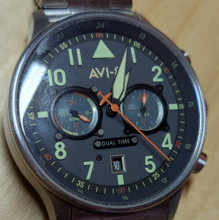AVI-8 Hawker Hurricane Men's Pilot Watch – Dual Time Japanese Quartz Movement, 43.5mm Stainless Steel Case, Leather or Stainless Steel Strap, AV-4088 customer photo 2