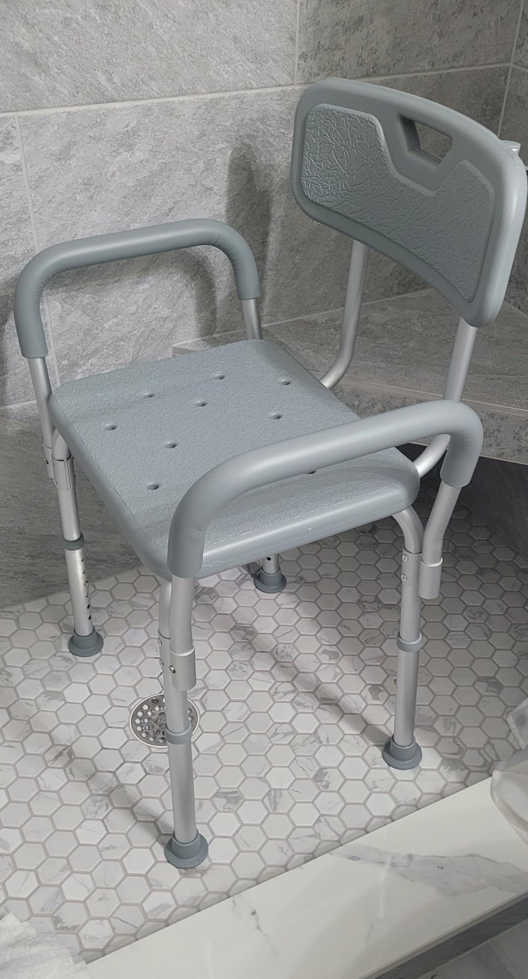 Medline Shower Chair with Backrest and Padded Armrests - 350 lb. capacity, Bath Bench, Seat, Stool for Independent Adult, Seniors, Elderly & Disabled Patients customer photo 1
