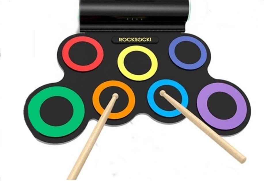 ROCKSOCKI Electric Drum Set, 7-Pad Electronic Drum Set with Headphone Included, Roll-up Drum Pad For Kids, Great Holiday Xmas Birthday Gift (Dual Speakers) customer photo 1