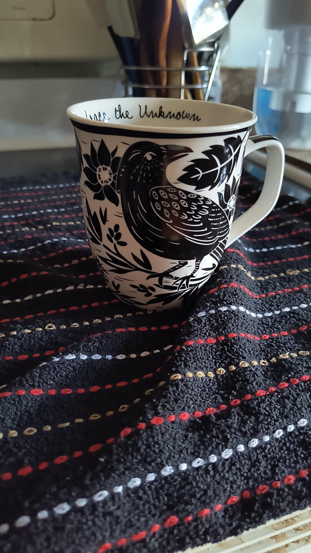Karma Gifts 16 oz Black and White Boho Mug Cat - Cute Coffee and Tea Mug - Ceramic Coffee Mugs for Women and Men customer photo 1