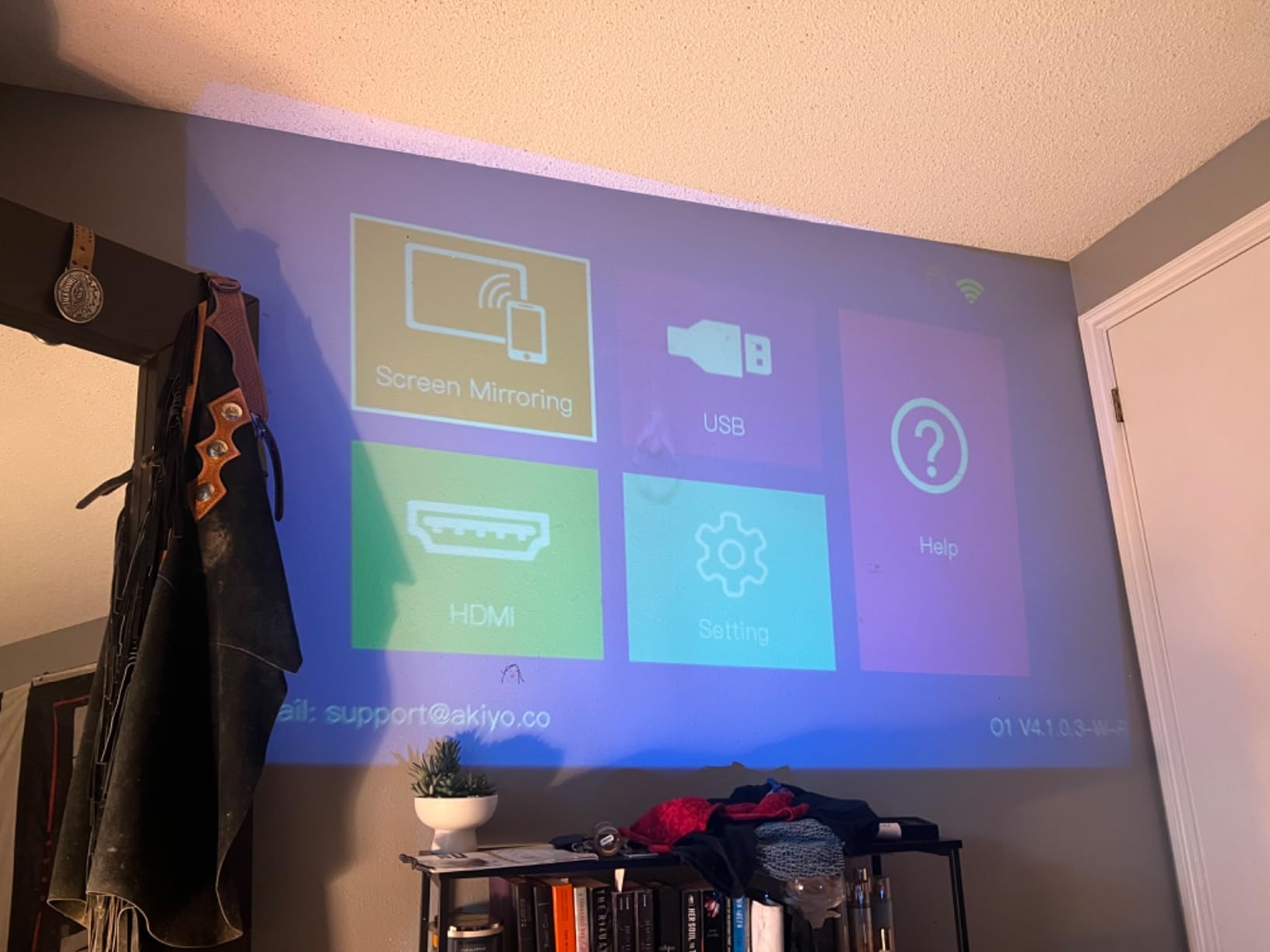 Mini Projector with WiFi and Bluetooth, AKIYO 2026 Upgraded Projector 1080P customer photo 2