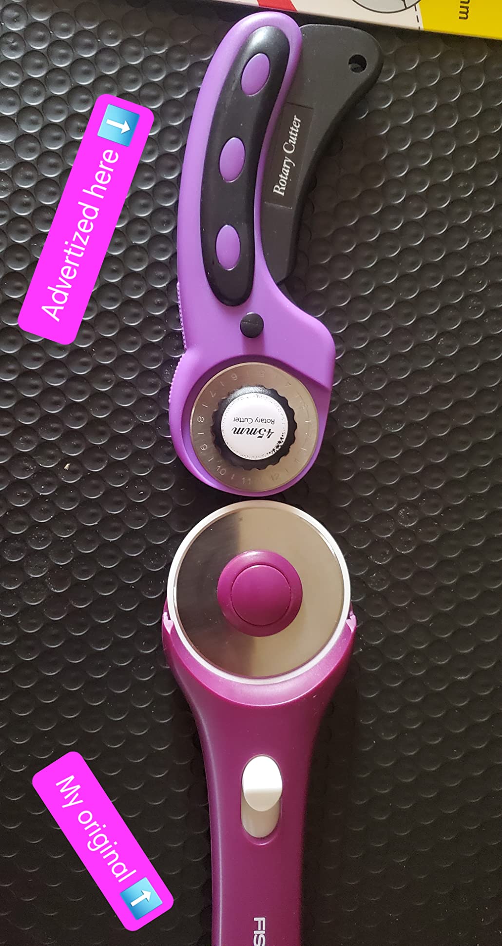Rotary Cutter Set,Nicecho Sewing Quilting Supplies,45mm & 28 mm Fabric Cutters,8 Rotary Cutter Blades,A3 Cutting Mat for Sewing,6x12 & 2.5x12 In Quilting Rulers,Ideal Quilt kits for Lovers & Beginners customer photo 1