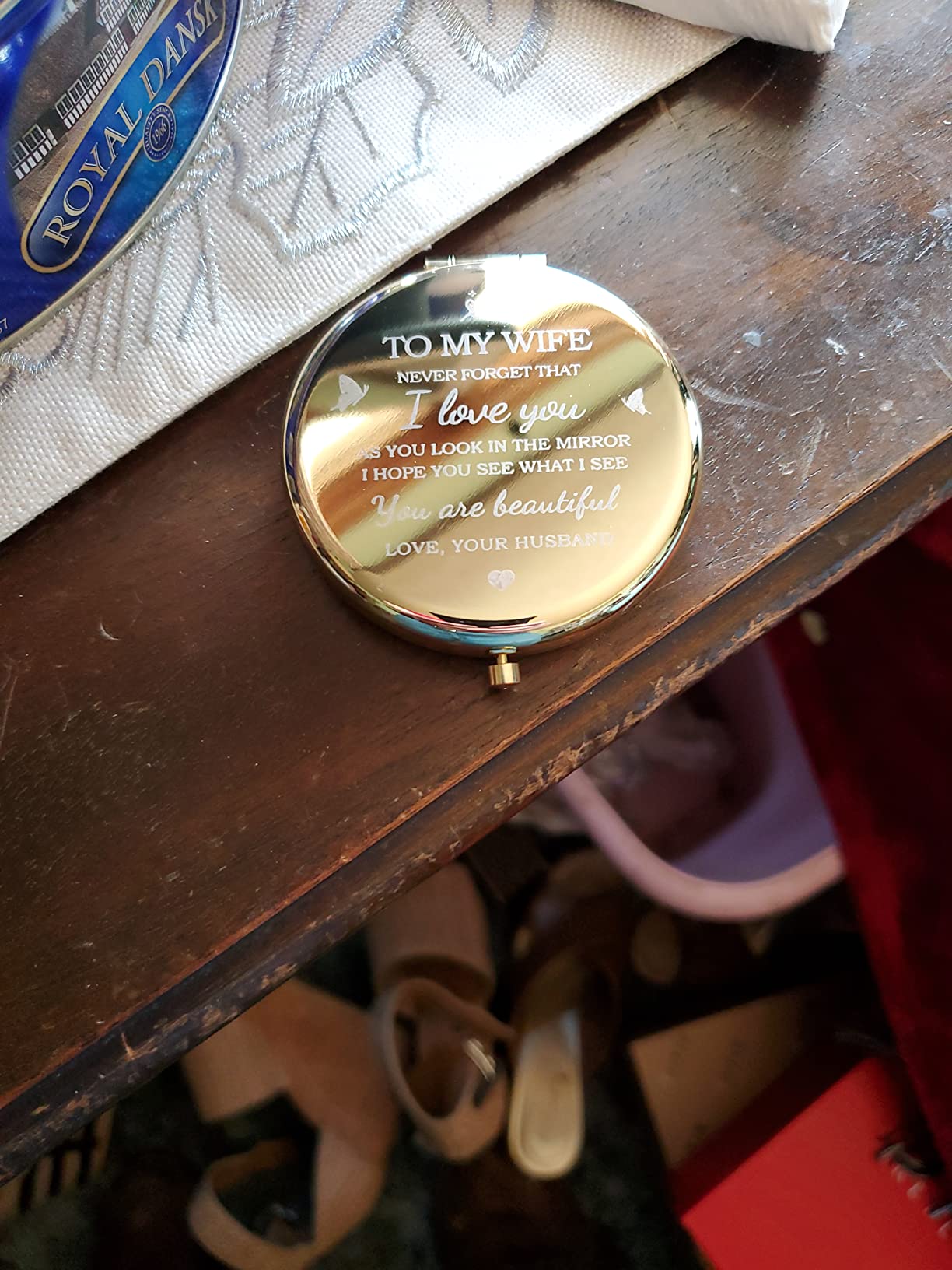 Gifts for Wife I Love You Wife Gold Compact Mirror customer photo 2