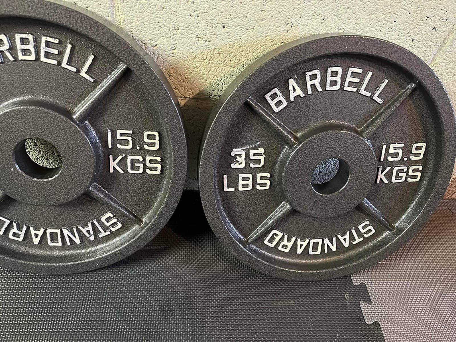 Cast Iron Olympic Weight Plates – Free Weights with 2-inch Hole & Anti-Rust Hammertone Finish - Ideal for Strength Training, Crossfit Equipment & Home Gym Set – Sold in Pairs - 2.5LB–45LB customer photo 1