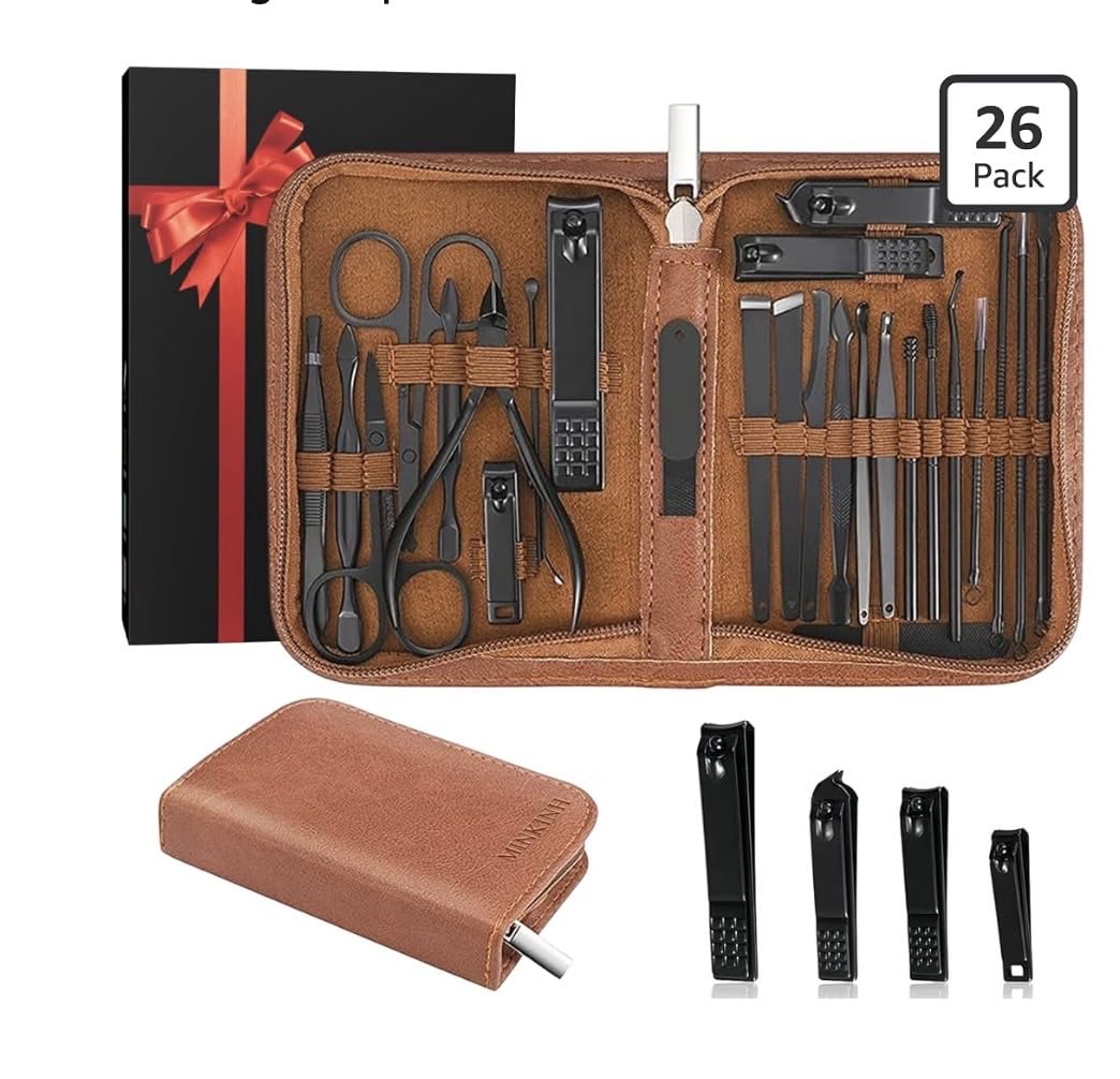 MINKINH Manicure Set Nail Clippers Set Pedicure Kit, 26-Piece Brown customer photo 1