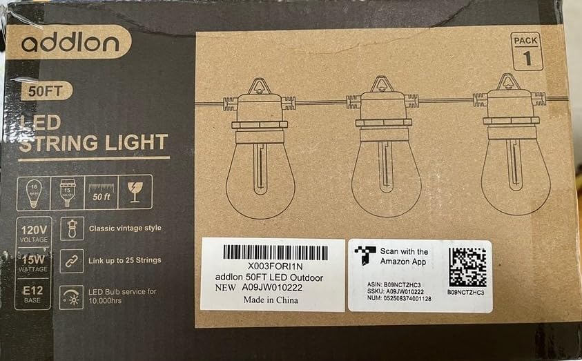 addlon 50FT LED Outdoor String Lights, Waterproof Dimmable Bulbs for Patio | UL Listed, Remote Control. Shatterproof Edison Bulbs, Timer, Linkable, 2700K Warm White. For Backyard, Pergola, Deck, Garden. customer photo 2