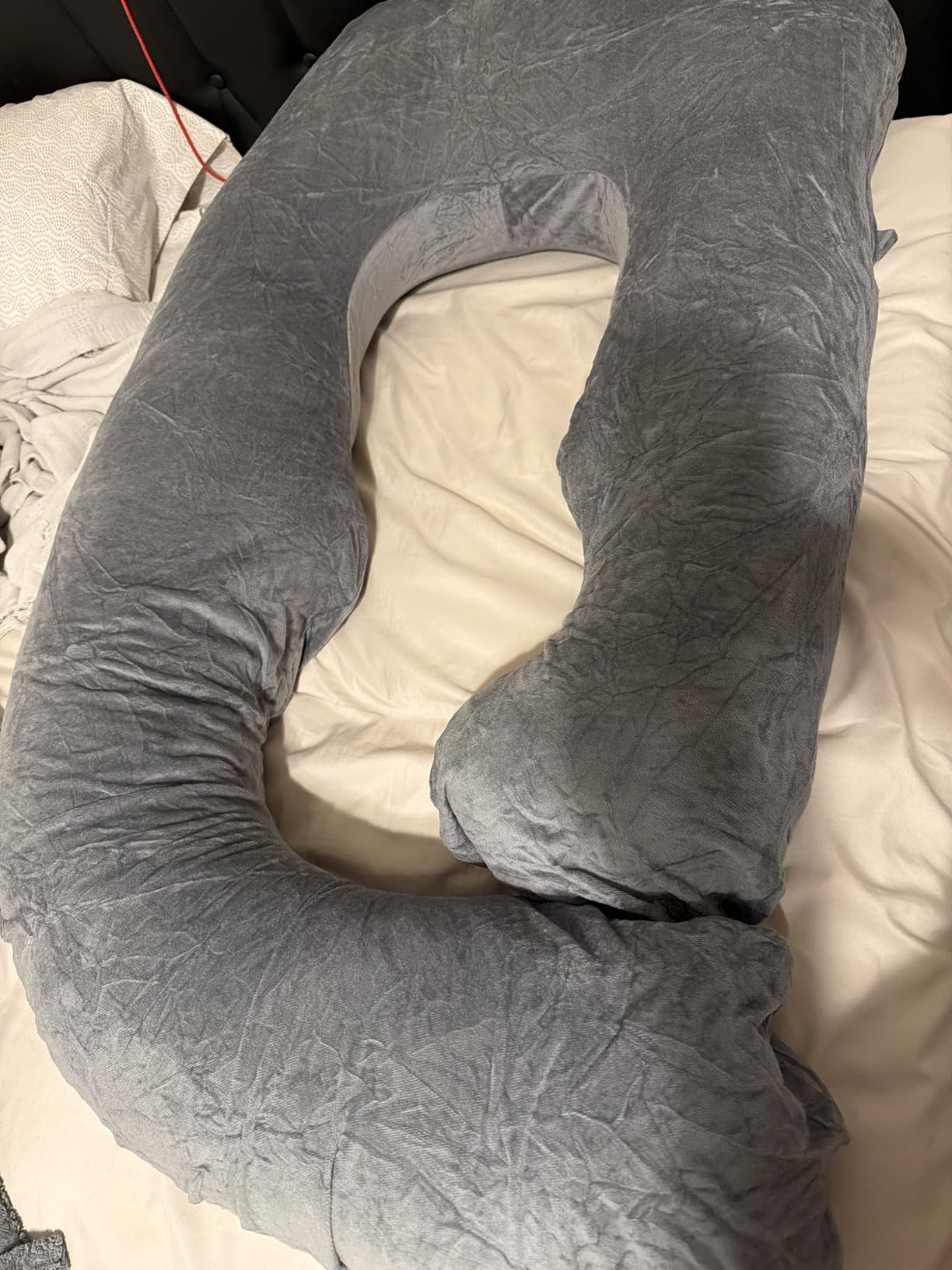 60 Inch Pregnancy Pillow for Sleeping, Extra Large U Shaped Body Pillow, Maternity Pillow for Pregnant Women with Velvet Cover (Dark Grey) customer photo 1